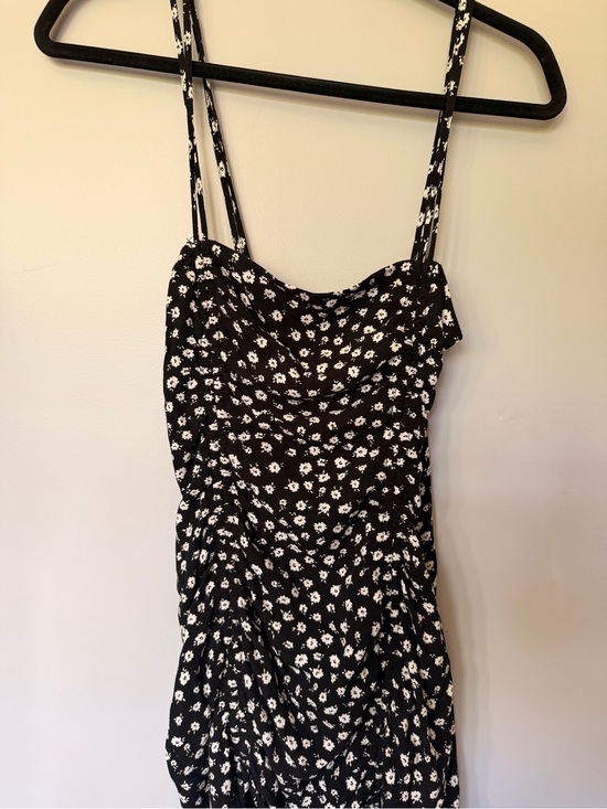 Garage Dresses & Skirts - Garage Rutched black floral mini dress